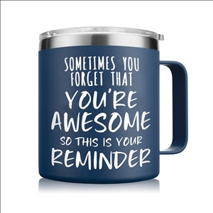 Inspirational Coffee Mug 14oz Vacuum Insulated Stainless Steel Cup, You Are Awesome Gift
